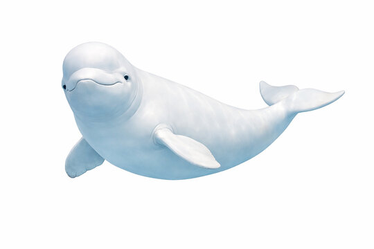 A white Beluga whale on a solid white background