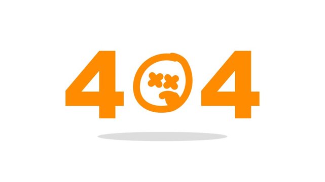 Vibrant orange 404 error page not found digital concept featuring a stylized hand-drawn dead face emoji, symbolizing a broken link or unavailable web content for users navigating online