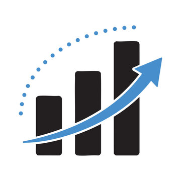 Growth chart icon with upward trend business success and financial progress