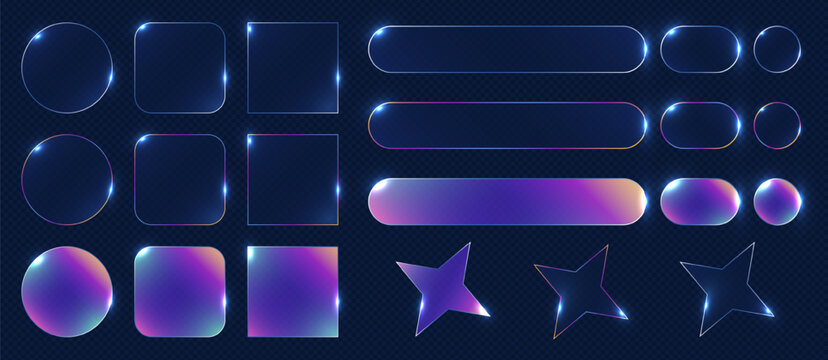 3D Glassmorphism Gradient Shapes Set. Vector illustration.
