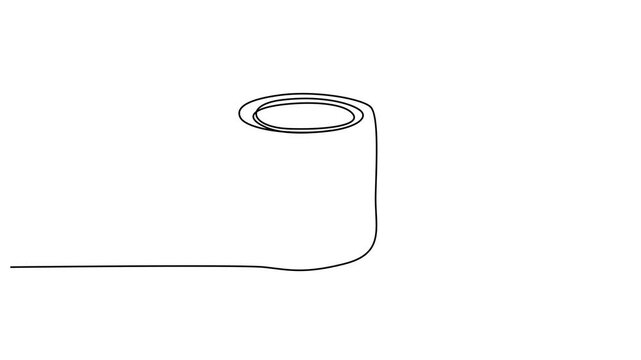 Continuous line drawing coffee mug, minimalist one line art, simple vector icon, black and white illustration 4k video