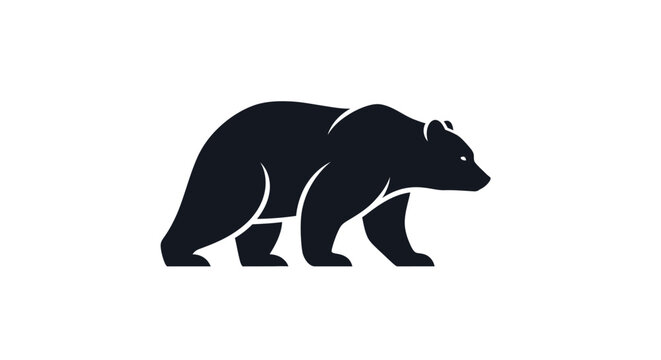 Black bear walking on white background.