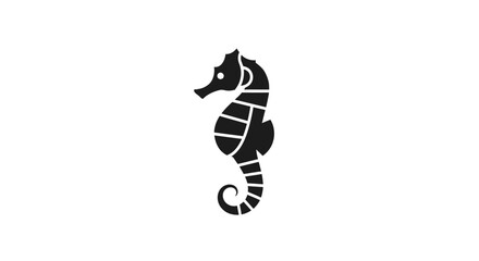 Black Seahorse Silhouette Ocean Animal. © Kohirun