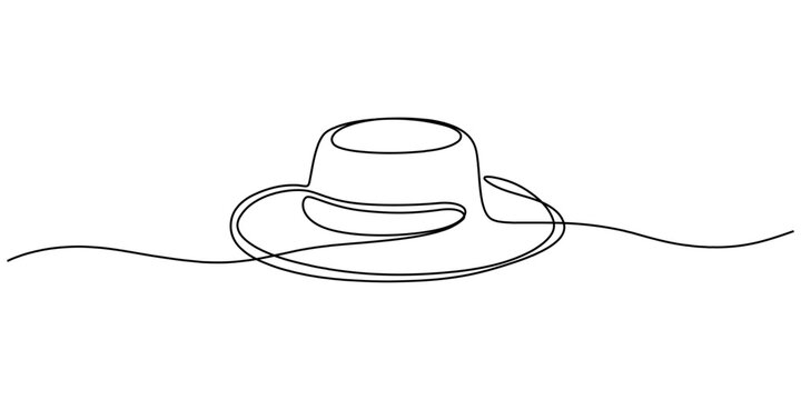 Vector cowboy hat, line art hat, minimalist cowboy hat icon, simple western hat outline