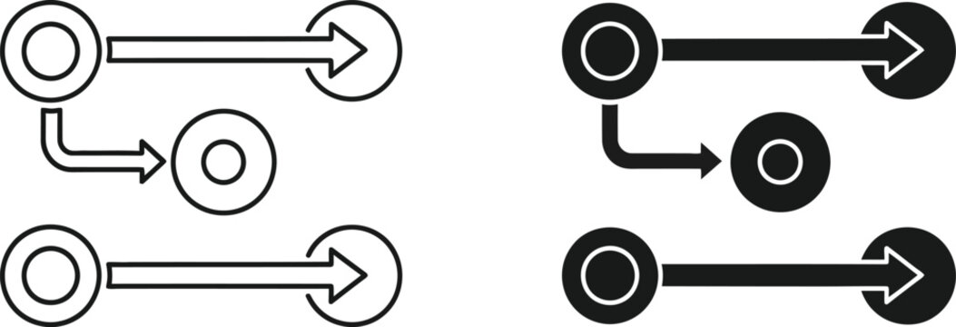 Black and white circular arrow flowcharts for process diagrams