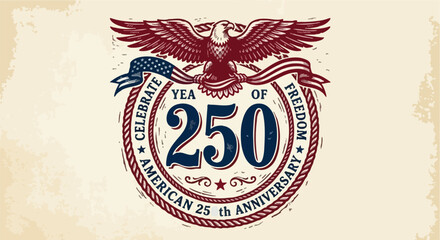 Fototapeta premium American 250th Anniversary Vintage Eagle Emblem for USA Semiquincentennial