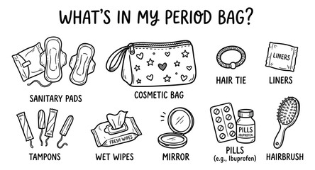 Obraz premium Period bag essentials for menstrual hygiene and comfort
