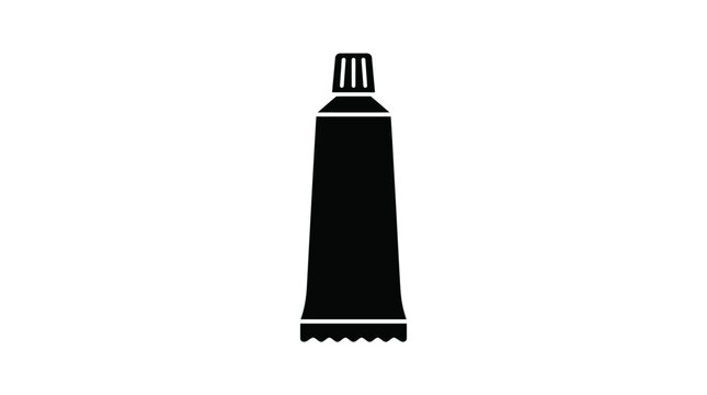Black silhouette of a toothpaste tube with a cap.