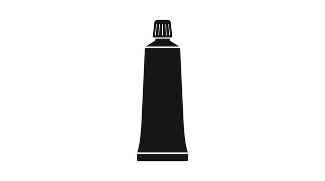 Black silhouette of a toothpaste tube with a cap.