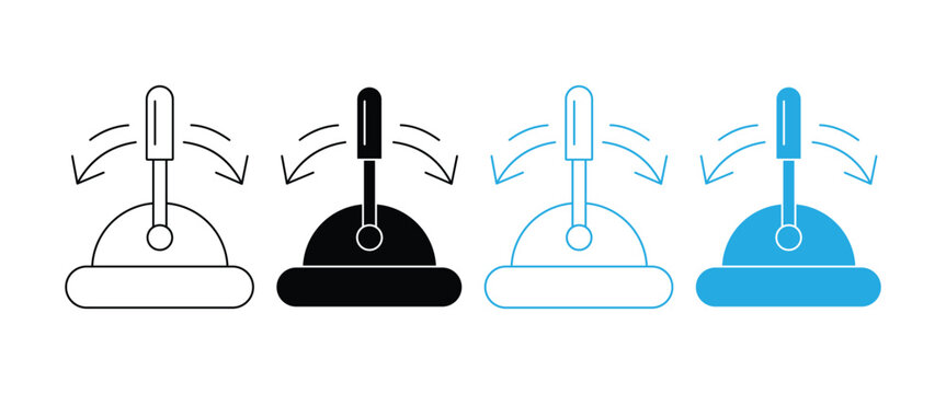 Lever and Gear Shift Icon Set &ndash; Industrial Control Handle, Joystick & Mechanical Switch Vector Collection