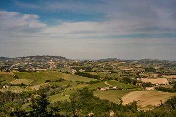 Obraz premium Marche, spectacular view and sunset on the Marche hills from the Ripatransone viewpoint. 2026