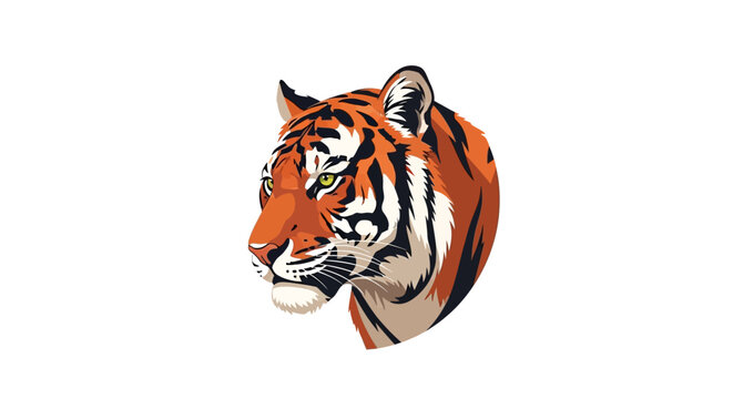 Close up of tiger head profile.