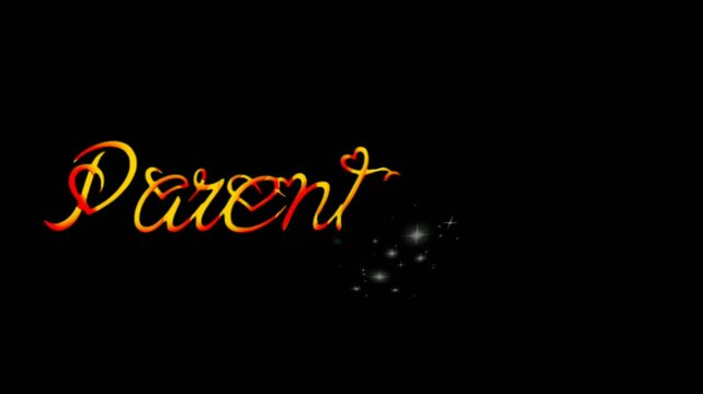 Parent's Day stylized cursive font with red and yellow gradient hearts, perfect for cards, decorations, and celebratory graphics