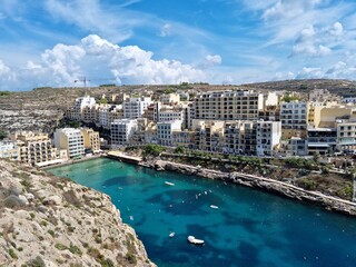 Fototapeta premium Amazing view from a cliff of a small town on Gozo