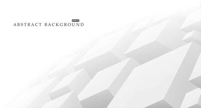Abstract white futuristic background - 3d surface with geometric cube shapes. Bright creative design. Contemporary concept for business, technology, science, presentation or web design