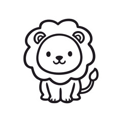 Obraz premium Cute Lion Cartoon Wild Animal Doodle Vector Illustration