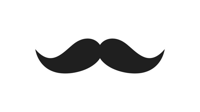 Black mustache silhouette on a white background simple facial hair design