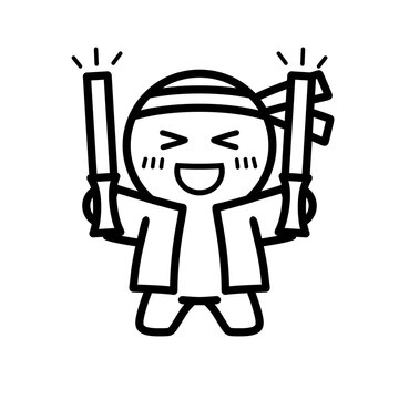 両手にペンライトを持って応援する人物　イラスト