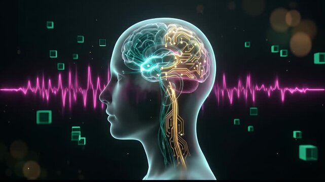 Digital brain activity and neural network frequency animation