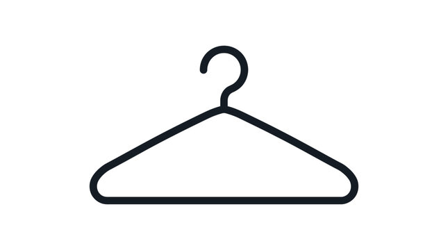 Clothes hanger silhouette on a white background simple line art style