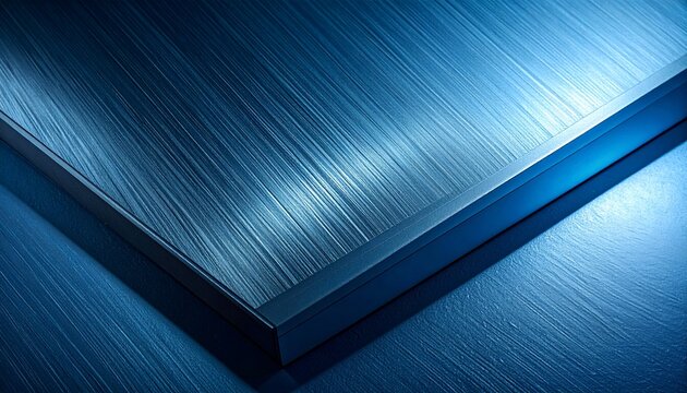 Modern matte sandblasted titanium metal texture background in cool electric blue
