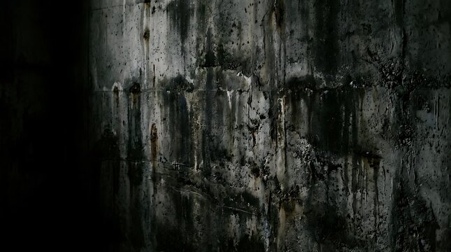 Dark grunge wall with peeling paint.
