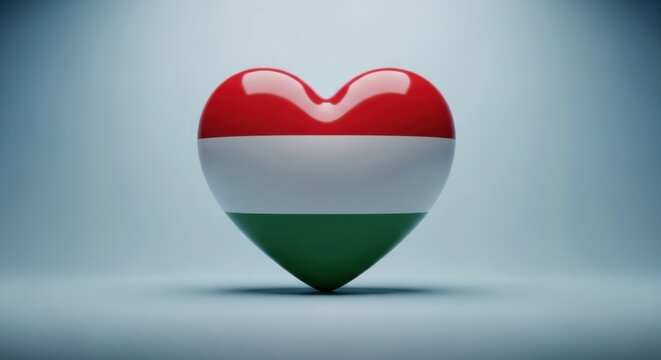 3d heart shape with the flag of hungary