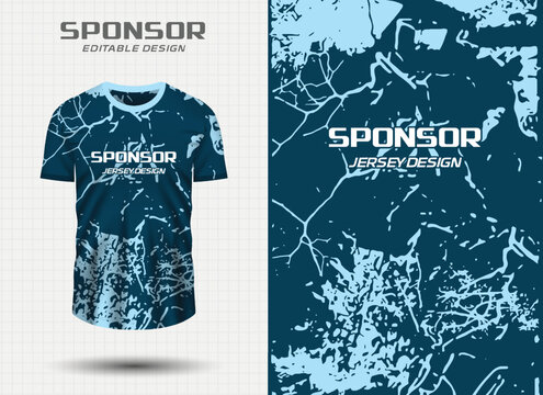 Sport jersey mockup with abstract blue marble pattern design