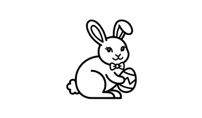 Obraz premium Minimal Rabbit Outline Icon Vector Design