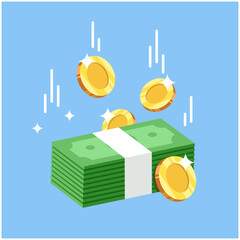 Cash Money Stack and Investment Income Illustration © David