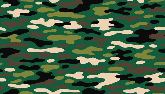 Classic Woodland Forest Camouflage Seamless Pattern Background
