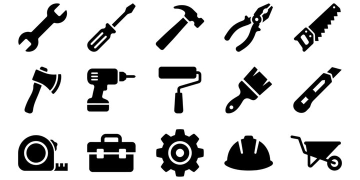 Hand Tools and Equipment Icon Set