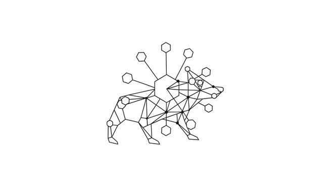 Geometric Bear Network Connection Abstract Illustration.