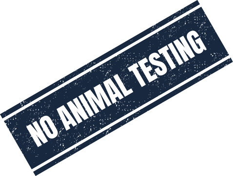 Dark blue textured rectangular stamp with the text no animal testing for ethical cosmetic products
