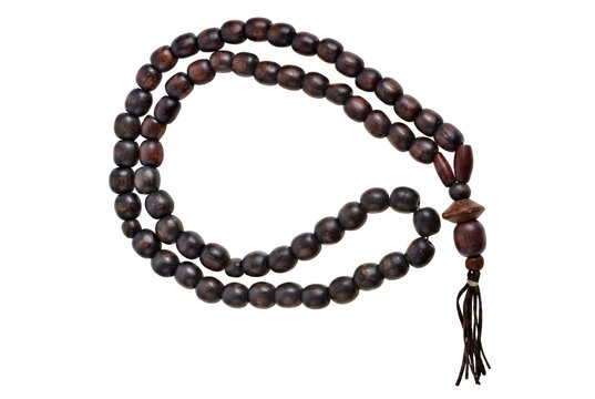 Traditional Dark Wood Tasbih Prayer Beads with Tassel