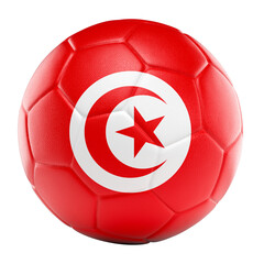 Fototapeta premium Tunisia flag soccer ball on transparent background