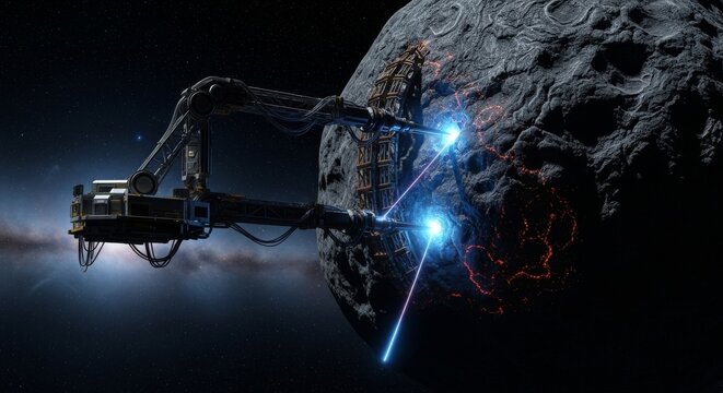 Asteroid mining operation in deep space with laser technology