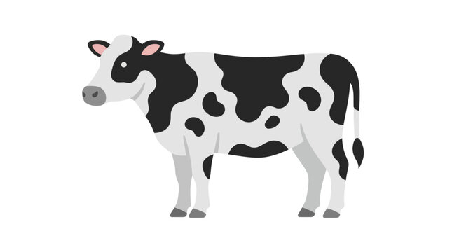 Black and White Holstein Friesian Cow Illustration, Farm Animal