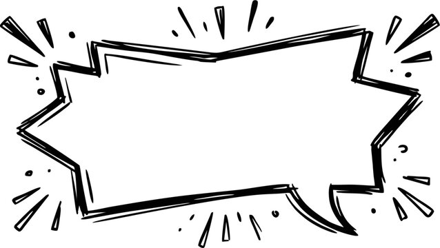 Hand drawn comic speech bubble with dynamic express lines, Vintage pop art retro explosion frame.