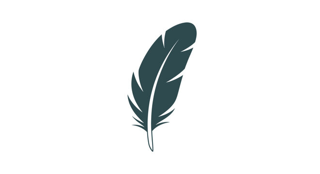 Dark green single feather icon.