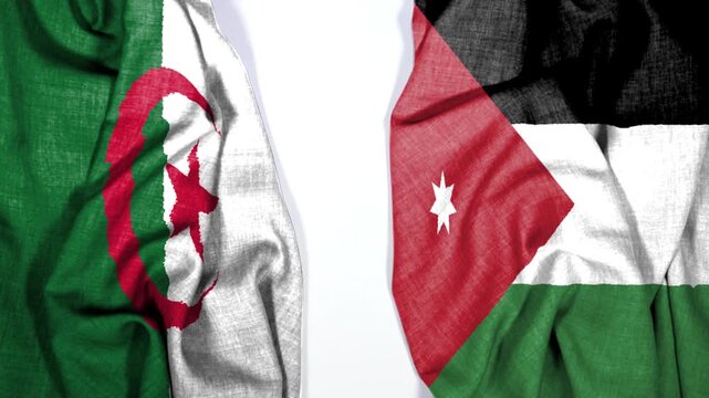waving colorful flag of jordan and national flag of algeria