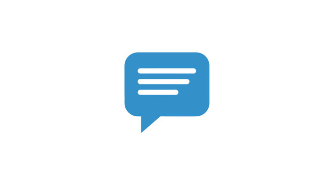 Blue speech bubble icon symbol.