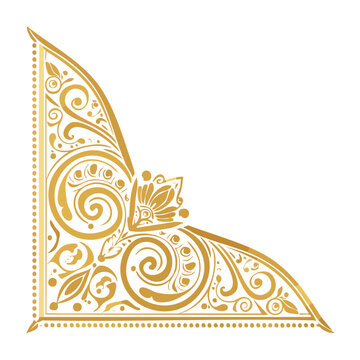 Golden ornamental corner with floral elements and swirls