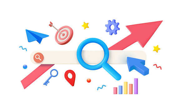 3d SEO concept. Idea of search engine optimization
