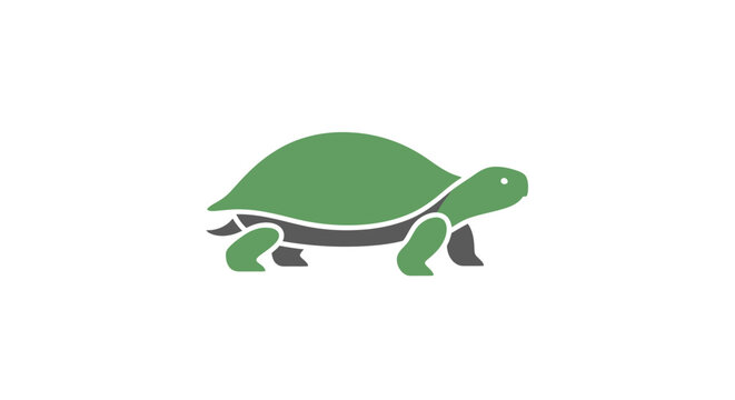 Green turtle walking on land slowly.