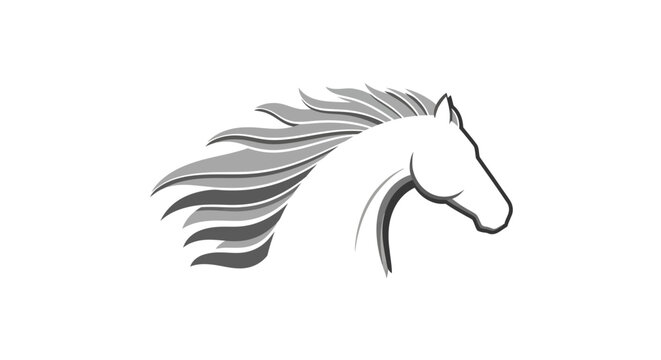 Horse Head with Flowing Mane Sideways.