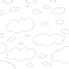 Obraz premium Abstract Hand Drawn Doodle Clouds. Kids sketch