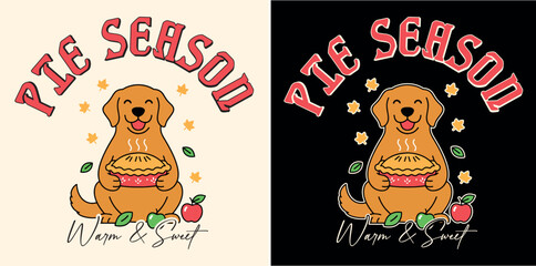 Naklejka premium Golden Retriever Apple Pie Design