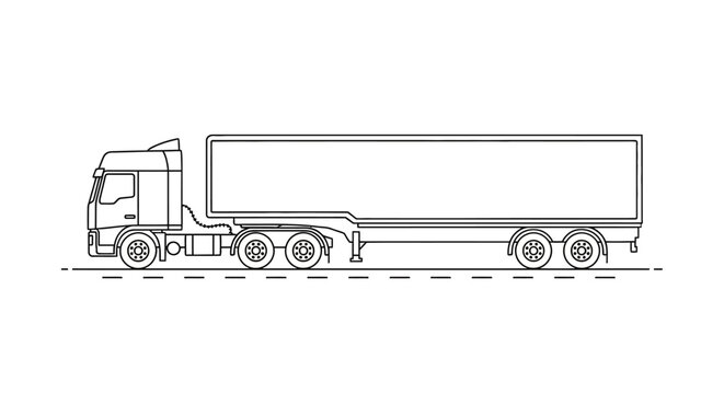 Large Semi Truck Side View Illustration.