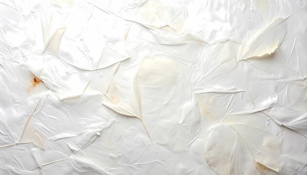 Abstract white feather textures high angle top-down view for use as an artistic background realistic photo bright soft lighting on a monochromatic white surface